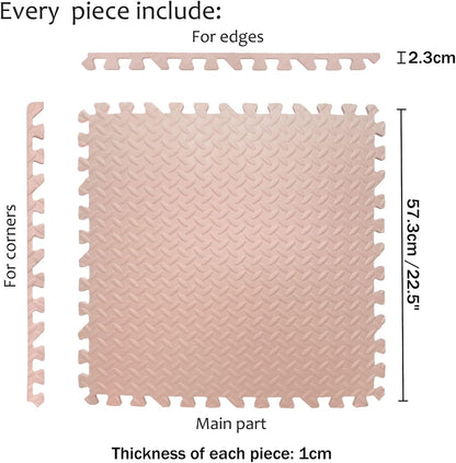 8X(32 Sqft) Pink Gym Floor Mat 24x24 EVA Foam Interlocking Exercise Fitness Puzzle Floor Gym Yoga Mat Workout Pad [P/N: MTET-HOME012-8PC]