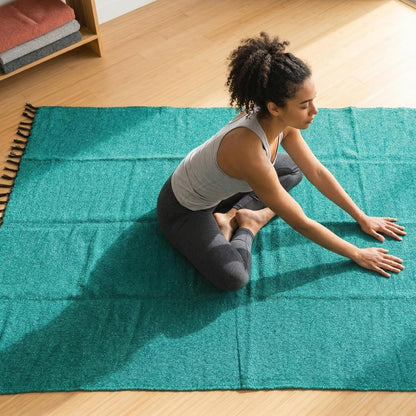 Open Road Goods Solid Color Mexican Yoga Blanket – Large Handwoven Throw for Yoga, Beach, Camping or Home – Soft and Durable Cotton Blend