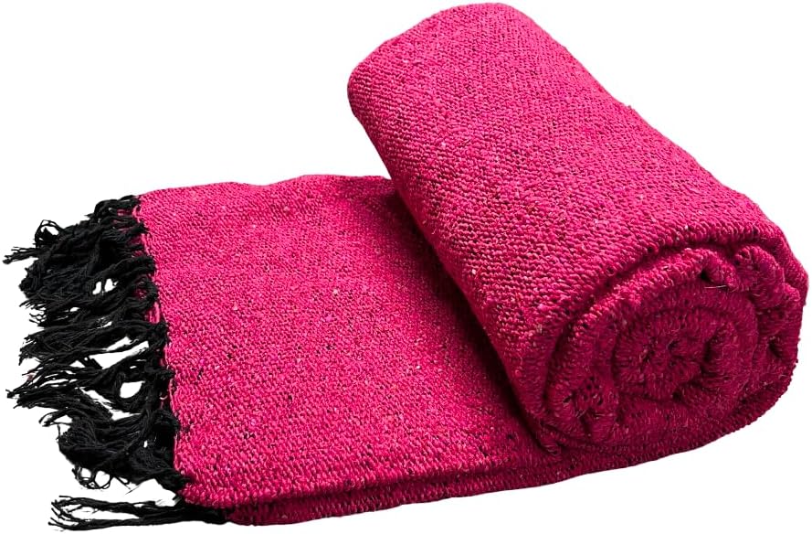 Open Road Goods Solid Color Mexican Yoga Blanket – Large Handwoven Throw for Yoga, Beach, Camping or Home – Soft and Durable Cotton Blend