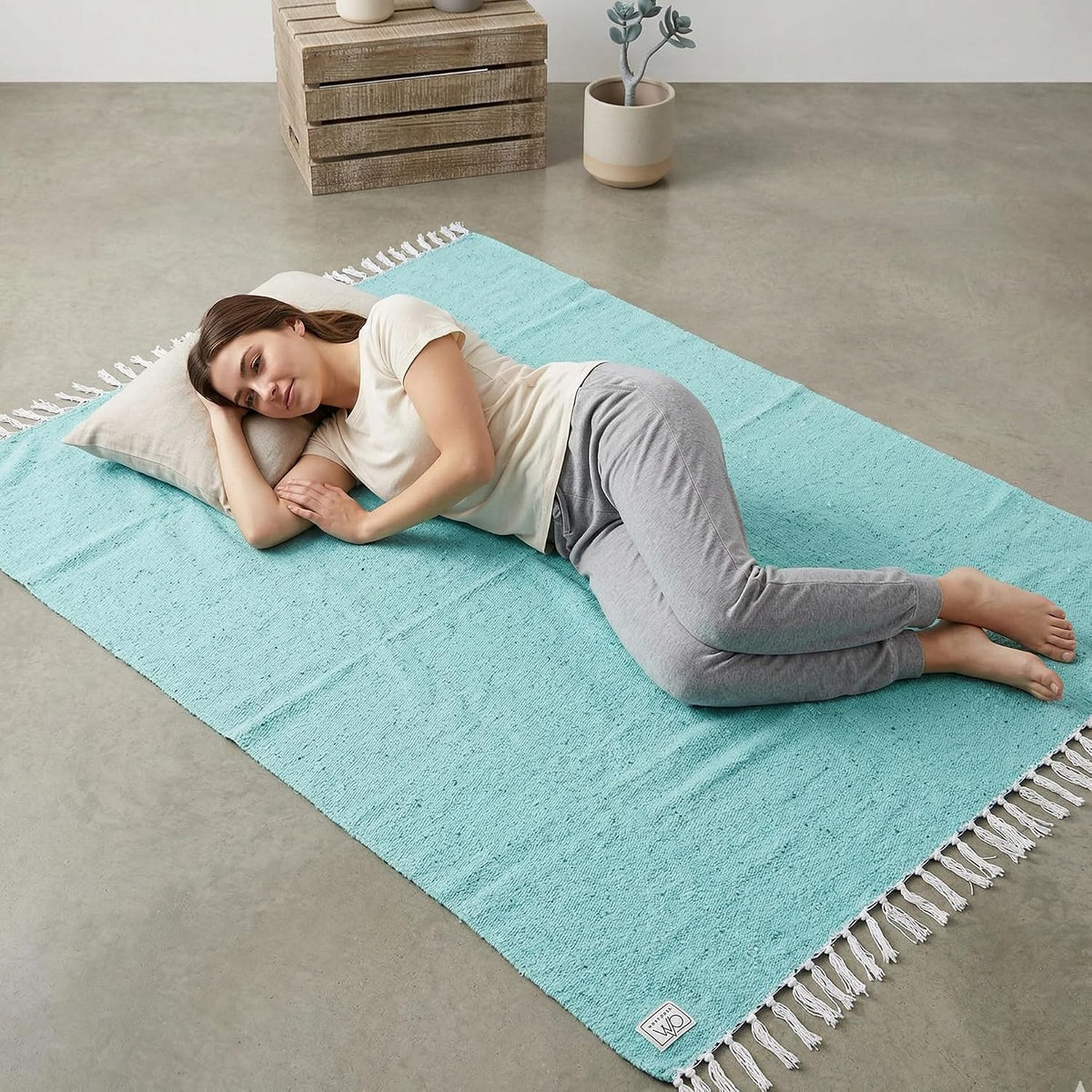 Open Road Goods Solid Color Mexican Yoga Blanket – Large Handwoven Throw for Yoga, Beach, Camping or Home – Soft and Durable Cotton Blend