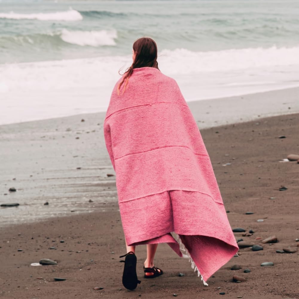 Open Road Goods Solid Color Mexican Yoga Blanket – Large Handwoven Throw for Yoga, Beach, Camping or Home – Soft and Durable Cotton Blend