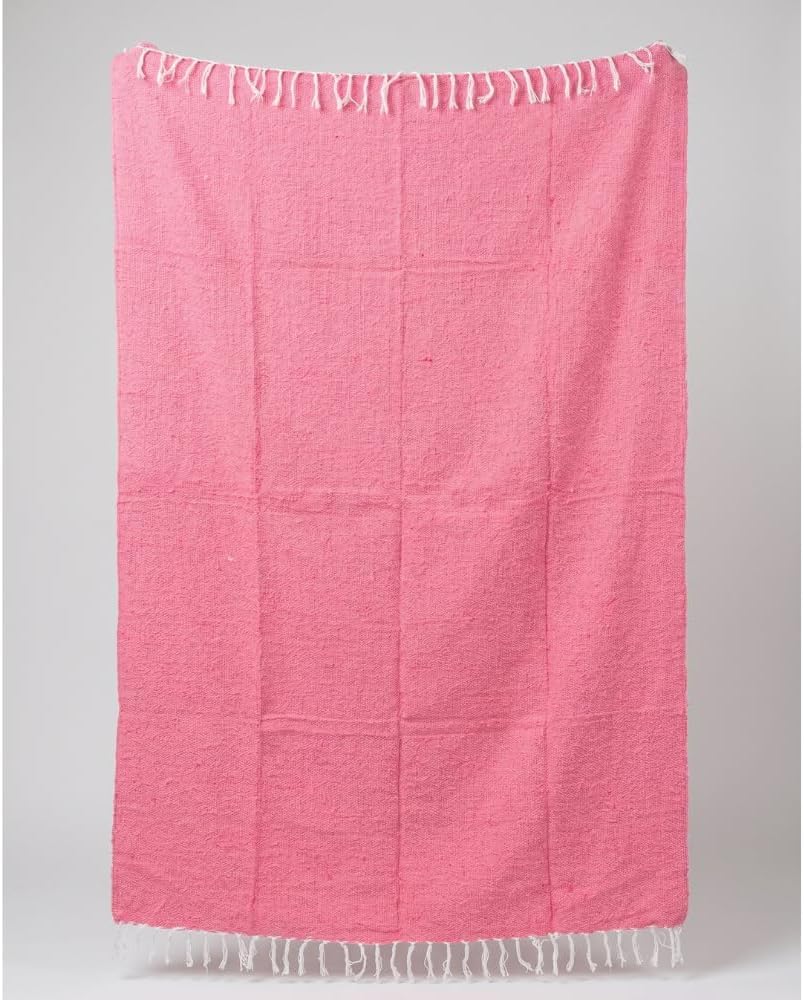Open Road Goods Solid Color Mexican Yoga Blanket – Large Handwoven Throw for Yoga, Beach, Camping or Home – Soft and Durable Cotton Blend