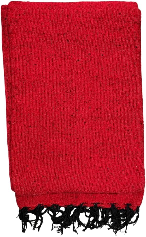 Open Road Goods Solid Color Mexican Yoga Blanket – Large Handwoven Throw for Yoga, Beach, Camping or Home – Soft and Durable Cotton Blend