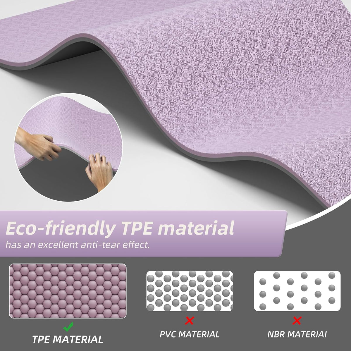 Extra Thick 12mm TPE Exercise Yoga Mat with Strap, 72"L x 24.8"W Non-slip Workout Mat for gymnastics, Pilates, Home, Workout, Gym Floor Fitness