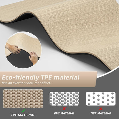 Extra Thick 12mm TPE Exercise Yoga Mat with Strap, 72"L x 24.8"W Non-slip Workout Mat for gymnastics, Pilates, Home, Workout, Gym Floor Fitness