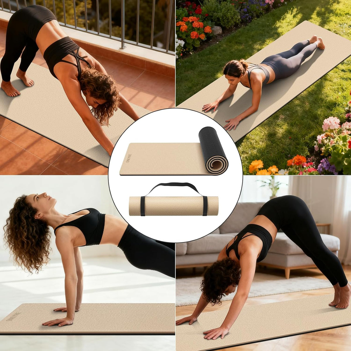 Extra Thick 12mm TPE Exercise Yoga Mat with Strap, 72"L x 24.8"W Non-slip Workout Mat for gymnastics, Pilates, Home, Workout, Gym Floor Fitness