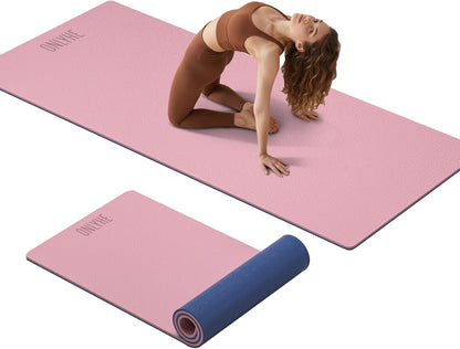 Extra Thick 12mm TPE Exercise Yoga Mat with Strap, 72"L x 24.8"W Non-slip Workout Mat for gymnastics, Pilates, Home, Workout, Gym Floor Fitness