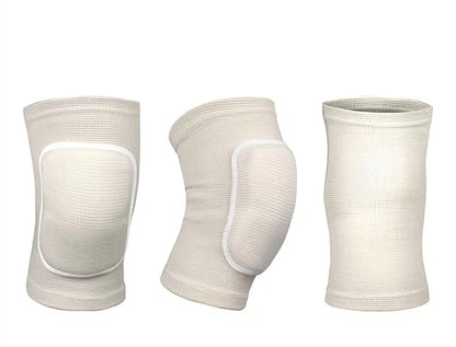 2PCS/Pair Women Sport Knee Brace Pad Non-slip Sponge Sleeves Breathable Flexible Elastic Men Knee Support Protector Cover For Dance Yoga Sport (Large, beige)