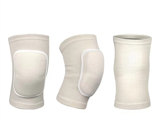2PCS/Pair Women Sport Knee Brace Pad Non-slip Sponge Sleeves Breathable Flexible Elastic Men Knee Support Protector Cover For Dance Yoga Sport (Large, beige)