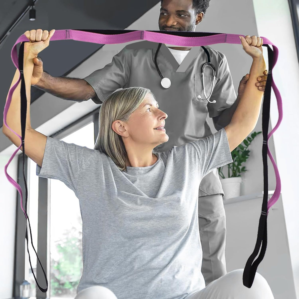 Premium Durable Stretch Straps with Loops, Stretching Strap for Physical Therapy, Multi-Loop Yoga Strap Fitness Exercise Strap for Yoga, Pilates, Dance, Flexibility&Exercise