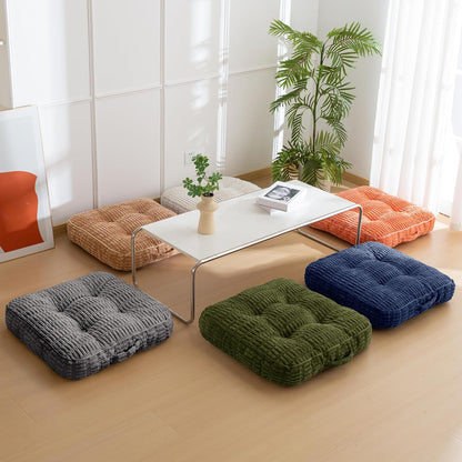 Floor Pillow Cushion for Adults, Meditation Cushion Pillow, Blended Corduroy Cover, Large Square Floor Sitting for Tatami Living Room or Yoga, 22x22 Inch, Beige