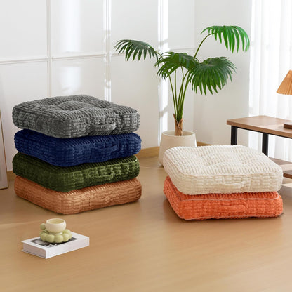 Floor Pillow Cushion for Adults, Meditation Cushion Pillow, Blended Corduroy Cover, Large Square Floor Sitting for Tatami Living Room or Yoga, 22x22 Inch, Beige