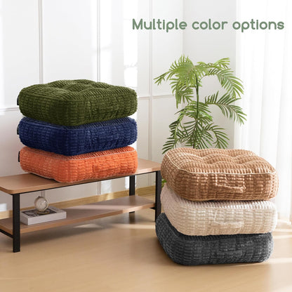 Floor Pillow Cushion for Adults, Meditation Cushion Pillow, Blended Corduroy Cover, Large Square Floor Sitting for Tatami Living Room or Yoga, 22x22 Inch, Beige
