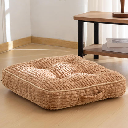 Floor Pillow Cushion for Adults, Meditation Cushion Pillow, Blended Corduroy Cover, Large Square Floor Sitting for Tatami Living Room or Yoga, 22x22 Inch, Beige