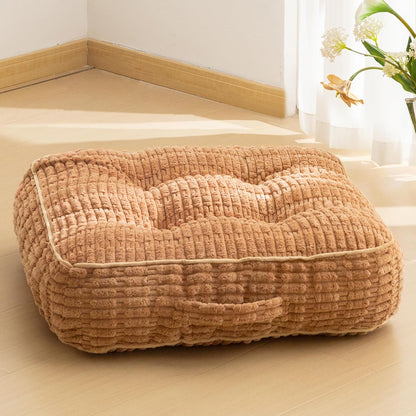 Floor Pillow Cushion for Adults, Meditation Cushion Pillow, Blended Corduroy Cover, Large Square Floor Sitting for Tatami Living Room or Yoga, 22x22 Inch, Beige