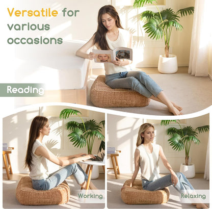 Floor Pillow Cushion for Adults, Meditation Cushion Pillow, Blended Corduroy Cover, Large Square Floor Sitting for Tatami Living Room or Yoga, 22x22 Inch, Beige