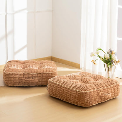 Floor Pillow Cushion for Adults, Meditation Cushion Pillow, Blended Corduroy Cover, Large Square Floor Sitting for Tatami Living Room or Yoga, 22x22 Inch, Beige