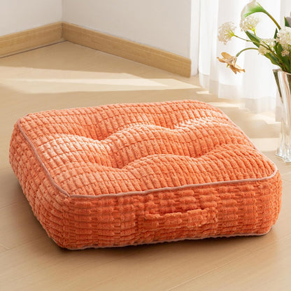 Floor Pillow Cushion for Adults, Meditation Cushion Pillow, Blended Corduroy Cover, Large Square Floor Sitting for Tatami Living Room or Yoga, 22x22 Inch, Beige