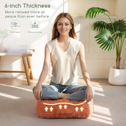 Floor Pillow Cushion for Adults, Meditation Cushion Pillow, Blended Corduroy Cover, Large Square Floor Sitting for Tatami Living Room or Yoga, 22x22 Inch, Beige
