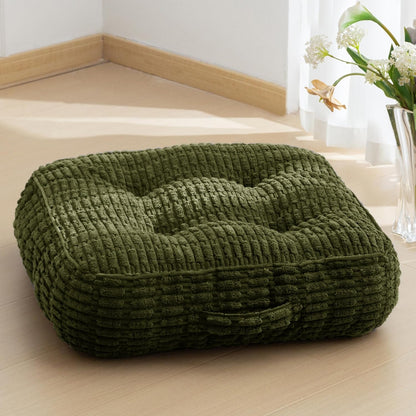 Floor Pillow Cushion for Adults, Meditation Cushion Pillow, Blended Corduroy Cover, Large Square Floor Sitting for Tatami Living Room or Yoga, 22x22 Inch, Beige