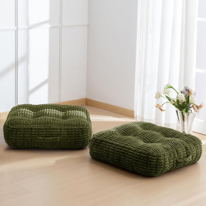 Floor Pillow Cushion for Adults, Meditation Cushion Pillow, Blended Corduroy Cover, Large Square Floor Sitting for Tatami Living Room or Yoga, 22x22 Inch, Beige