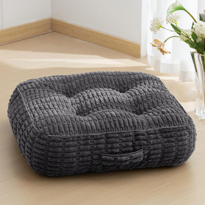 Floor Pillow Cushion for Adults, Meditation Cushion Pillow, Blended Corduroy Cover, Large Square Floor Sitting for Tatami Living Room or Yoga, 22x22 Inch, Beige