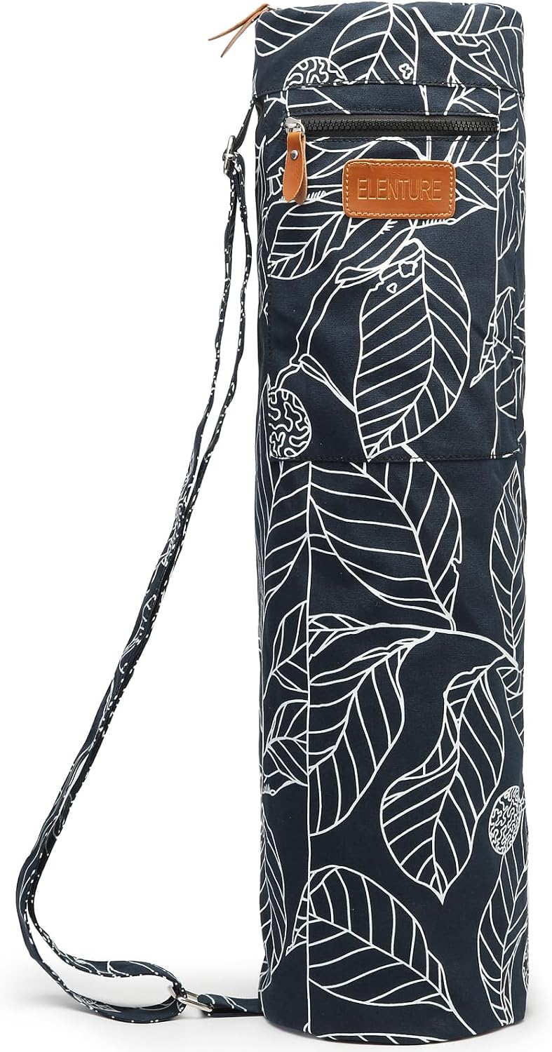 Yoga Mat Bag for Women & Men, Full-Zip Canvas Pilates Bag with Pockets