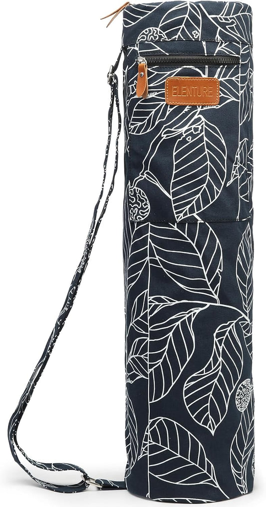 Yoga Mat Bag for Women & Men, Full-Zip Canvas Pilates Bag with Pockets