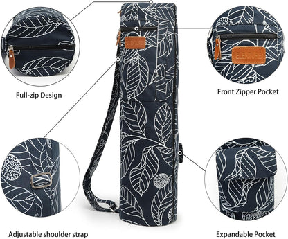 Yoga Mat Bag for Women & Men, Full-Zip Canvas Pilates Bag with Pockets
