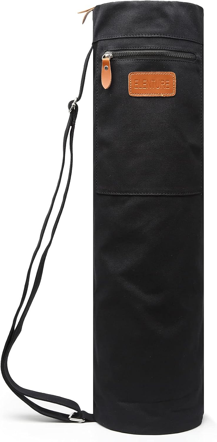Yoga Mat Bag for Women & Men, Full-Zip Canvas Pilates Bag with Pockets
