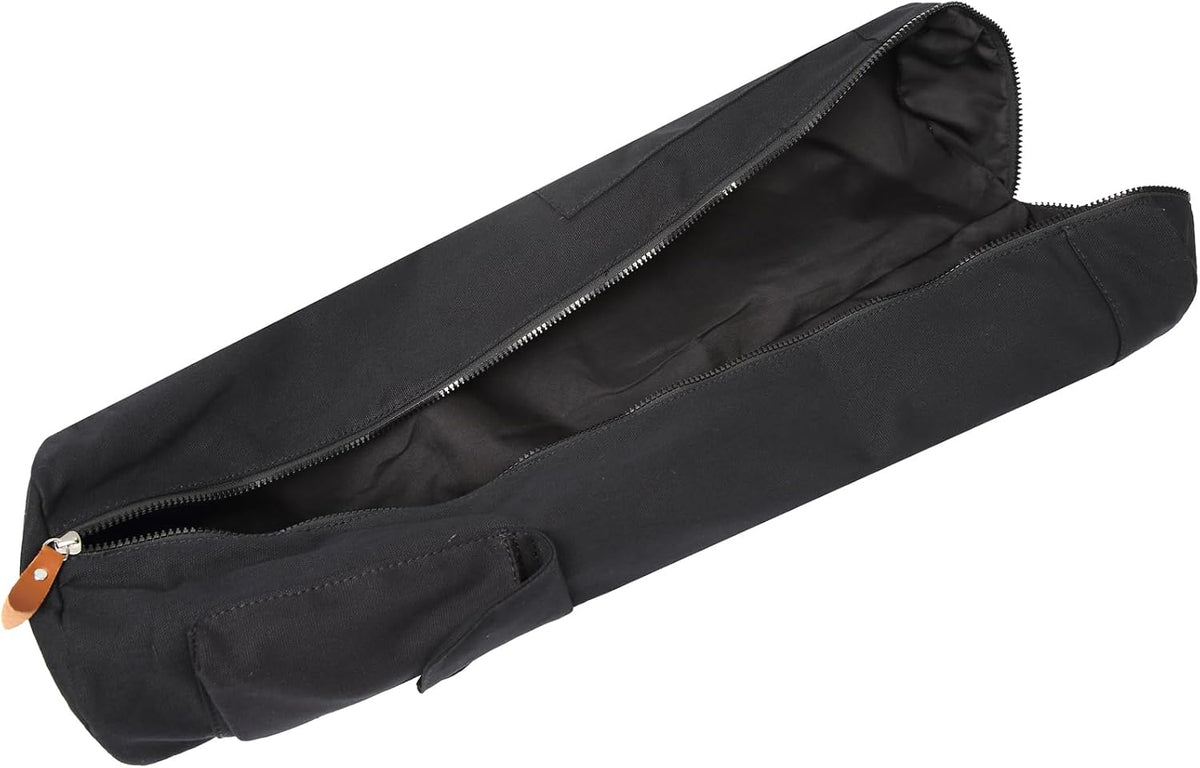 Yoga Mat Bag for Women & Men, Full-Zip Canvas Pilates Bag with Pockets