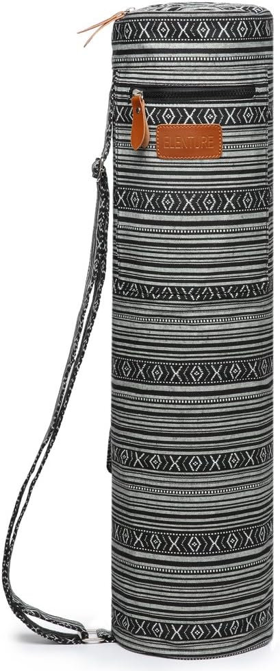 Yoga Mat Bag for Women & Men, Full-Zip Canvas Pilates Bag with Pockets