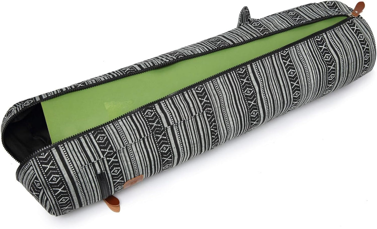 Yoga Mat Bag for Women & Men, Full-Zip Canvas Pilates Bag with Pockets