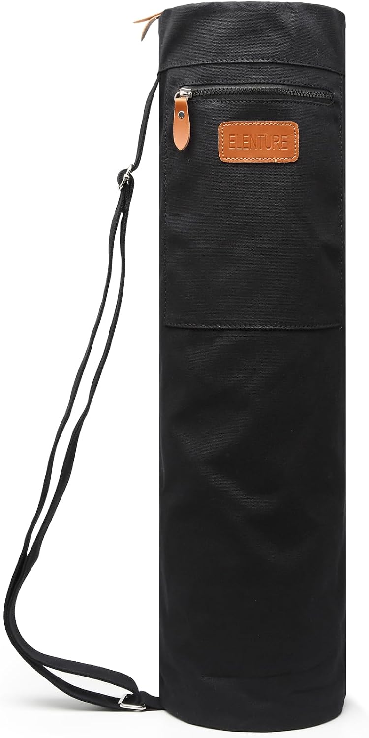 Yoga Mat Bag for Women & Men, Full-Zip Canvas Pilates Bag with Pockets