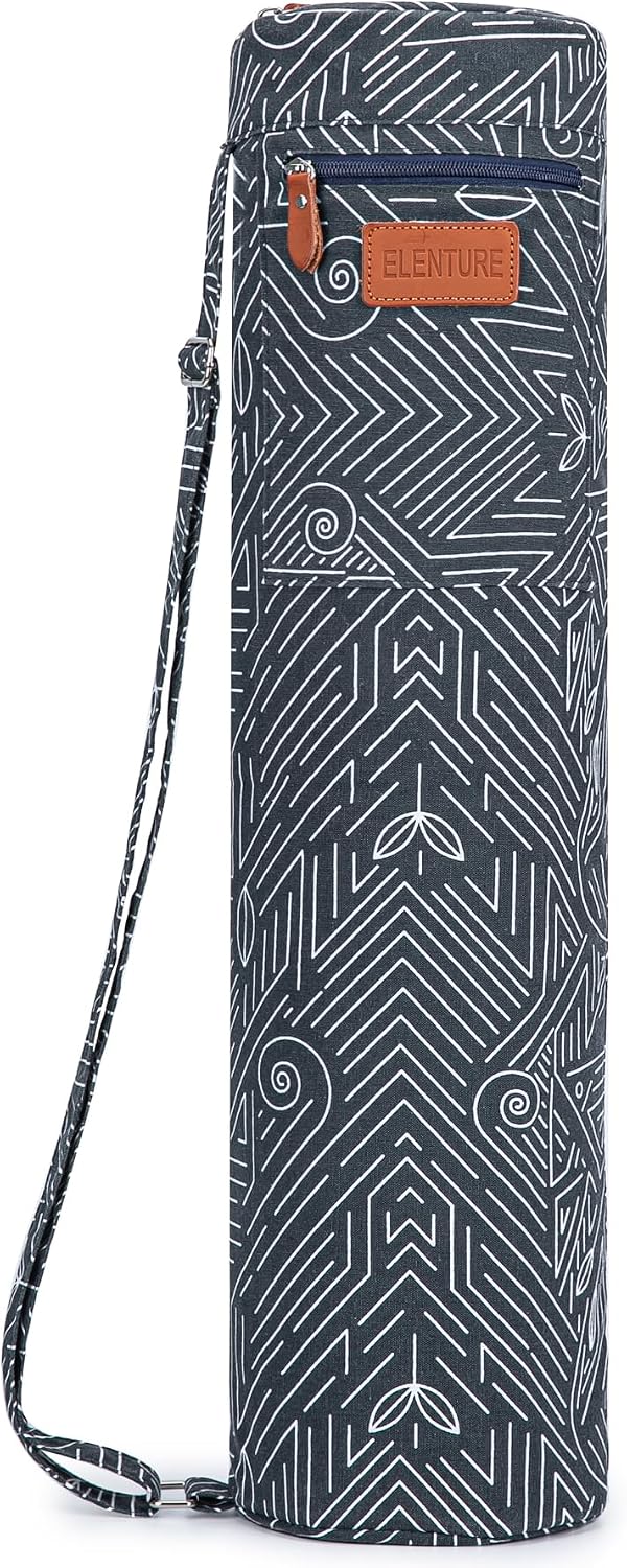 Yoga Mat Bag for Women & Men, Full-Zip Canvas Pilates Bag with Pockets