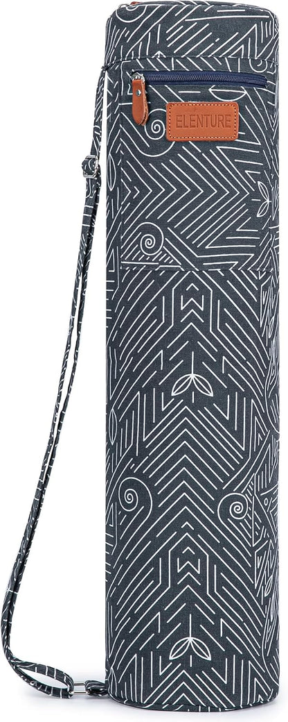 Yoga Mat Bag for Women & Men, Full-Zip Canvas Pilates Bag with Pockets