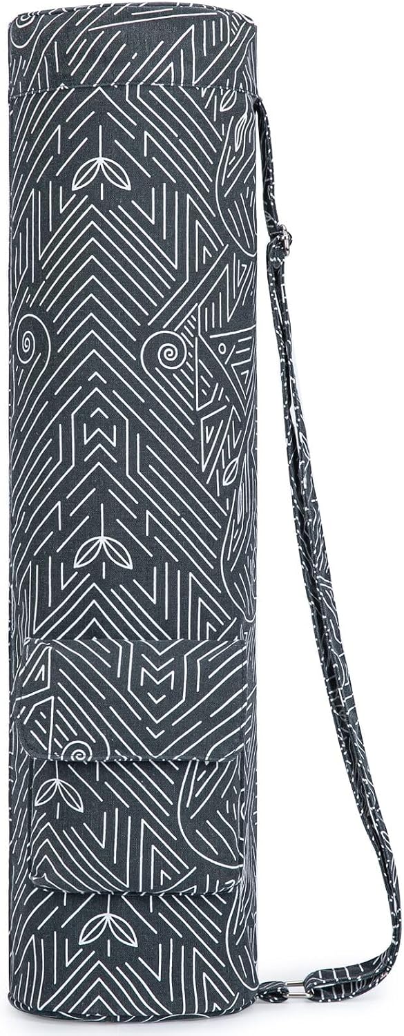 Yoga Mat Bag for Women & Men, Full-Zip Canvas Pilates Bag with Pockets