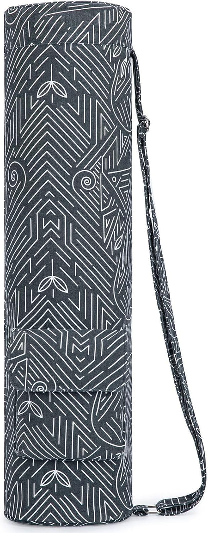 Yoga Mat Bag for Women & Men, Full-Zip Canvas Pilates Bag with Pockets