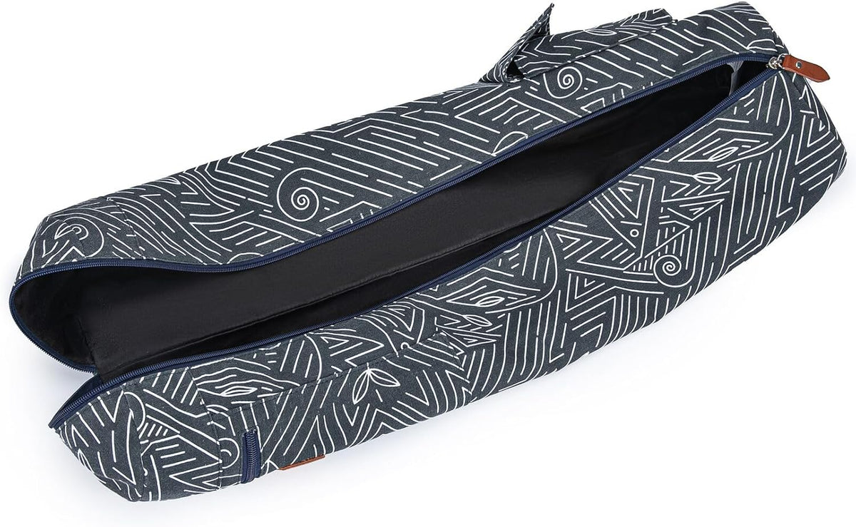 Yoga Mat Bag for Women & Men, Full-Zip Canvas Pilates Bag with Pockets