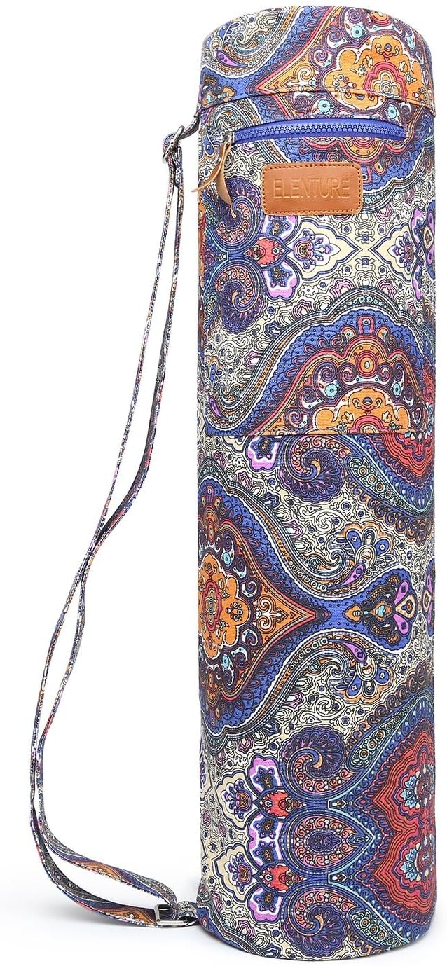 Yoga Mat Bag for Women & Men, Full-Zip Canvas Pilates Bag with Pockets