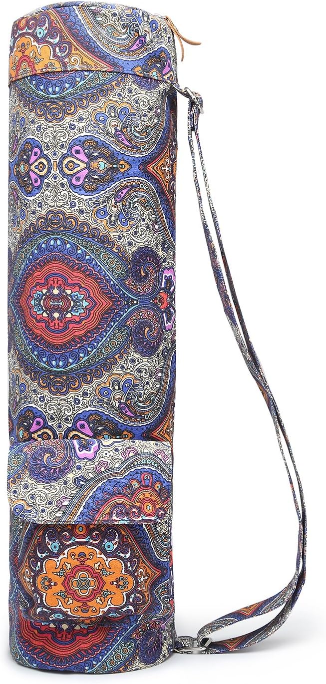 Yoga Mat Bag for Women & Men, Full-Zip Canvas Pilates Bag with Pockets