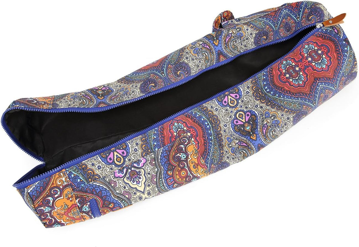 Yoga Mat Bag for Women & Men, Full-Zip Canvas Pilates Bag with Pockets