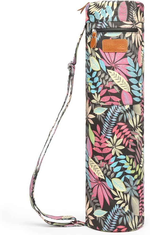 Yoga Mat Bag for Women & Men, Full-Zip Canvas Pilates Bag with Pockets
