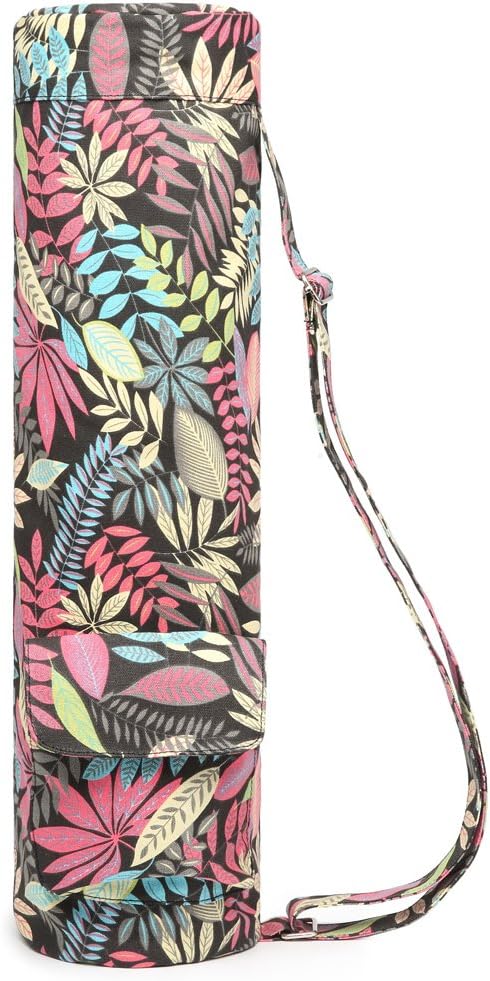 Yoga Mat Bag for Women & Men, Full-Zip Canvas Pilates Bag with Pockets