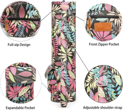 Yoga Mat Bag for Women & Men, Full-Zip Canvas Pilates Bag with Pockets