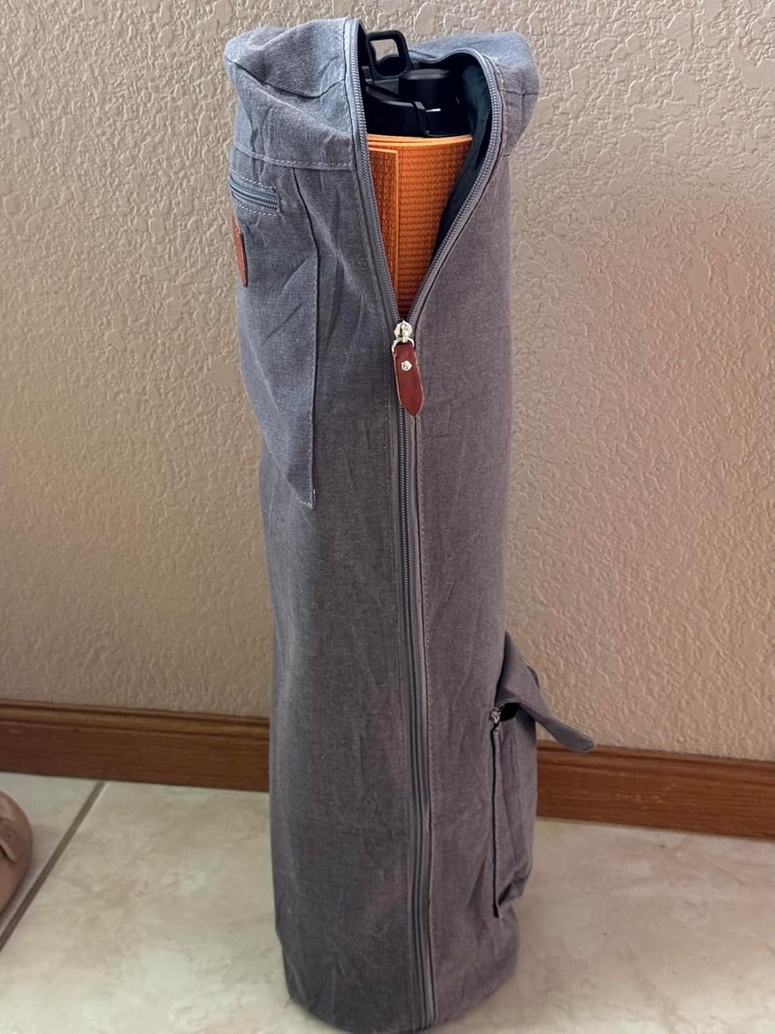 Yoga Mat Bag for Women & Men, Full-Zip Canvas Pilates Bag with Pockets