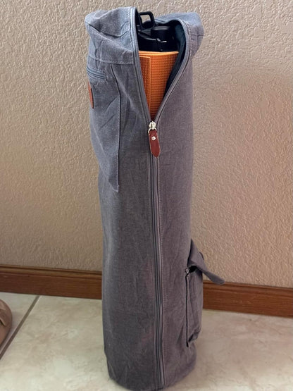 Yoga Mat Bag for Women & Men, Full-Zip Canvas Pilates Bag with Pockets