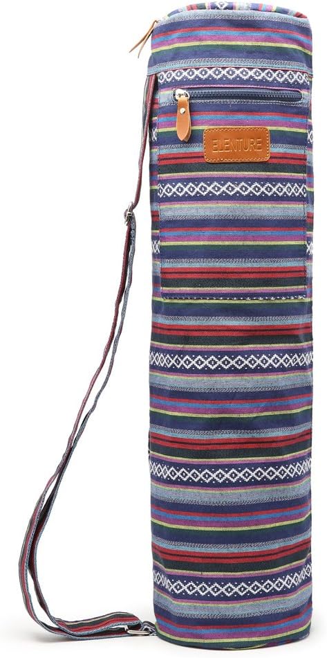 Yoga Mat Bag for Women & Men, Full-Zip Canvas Pilates Bag with Pockets