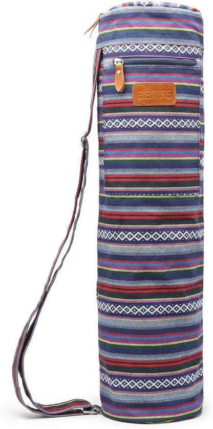 Yoga Mat Bag for Women & Men, Full-Zip Canvas Pilates Bag with Pockets
