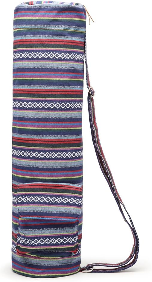 Yoga Mat Bag for Women & Men, Full-Zip Canvas Pilates Bag with Pockets